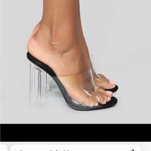 New never worn clear heeled sandals